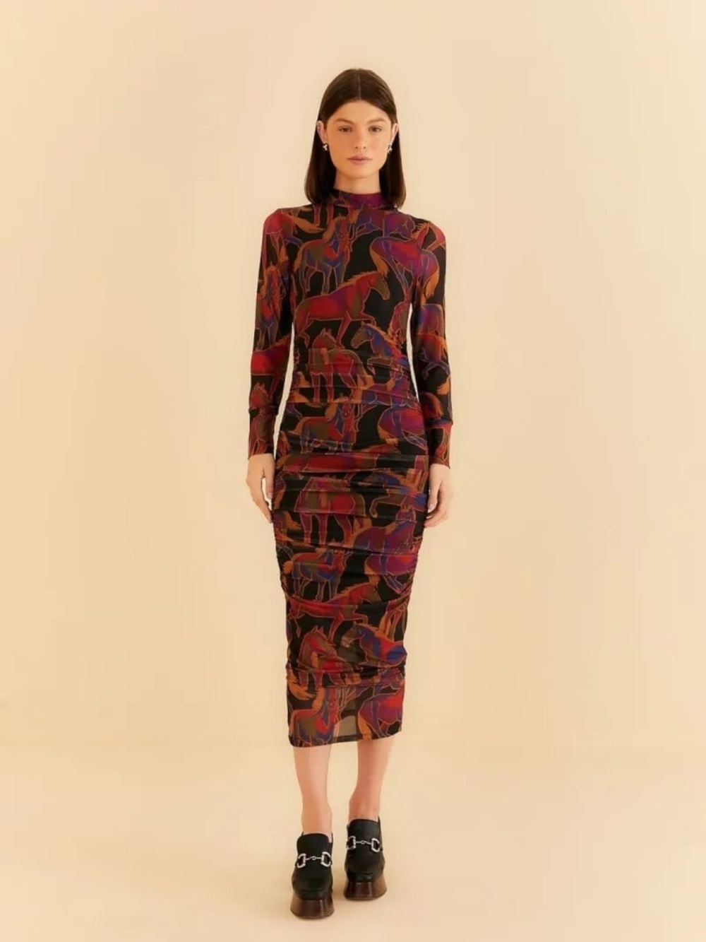 FARM Rio Wild Horses Tulle Midi Dress NWT Size XXS $210 MSRP